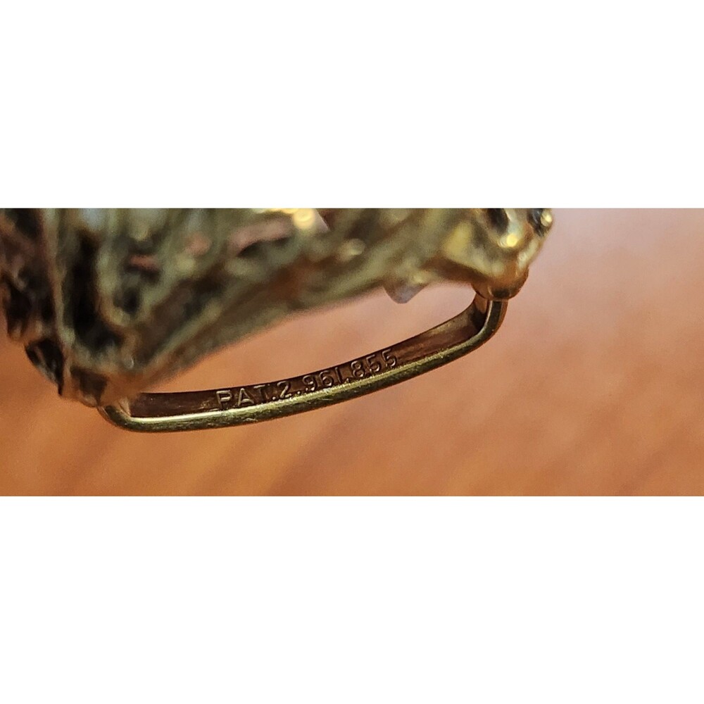 VENDOME Gold Tone Faux Mabe Pearl Brutalist Adjustable Ring Sz 7 - Picture 4 of 10